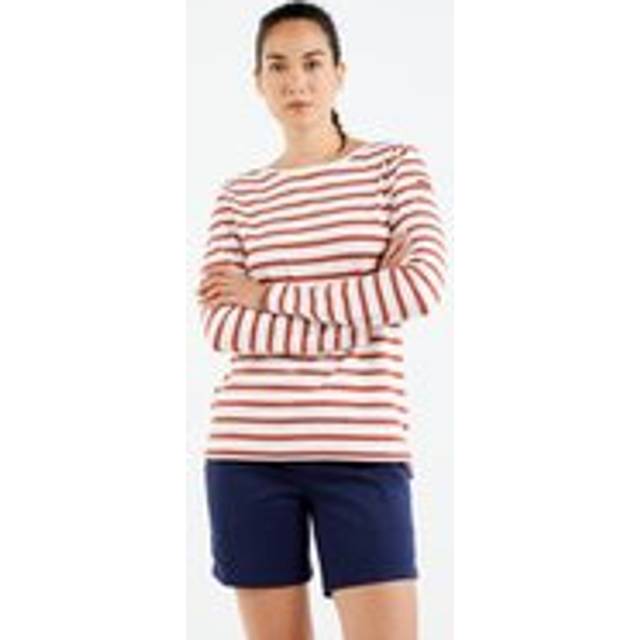 Women's Long-sleeved T-shirt - Sailor's Top Sailing 100 Burnt Orange - Cotton White/copper Brown