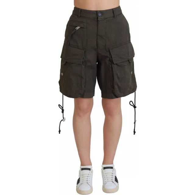 Womens Preloved Cargo Shorts MidRise Style Wo - Green - 38