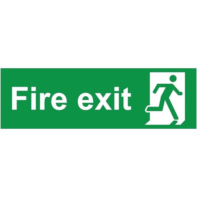 Fire exit running man right safety sign (L) - 1mm Plastic sign - 600mm x 200mm