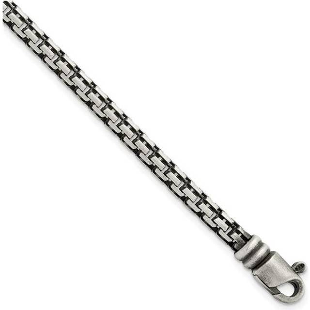 Sterling Silver Brushed Antiqued Bismarck Chain 8.5 in. Bracelet