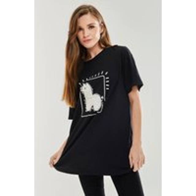 Liquorish Llama Oversized T-Shirt In Black