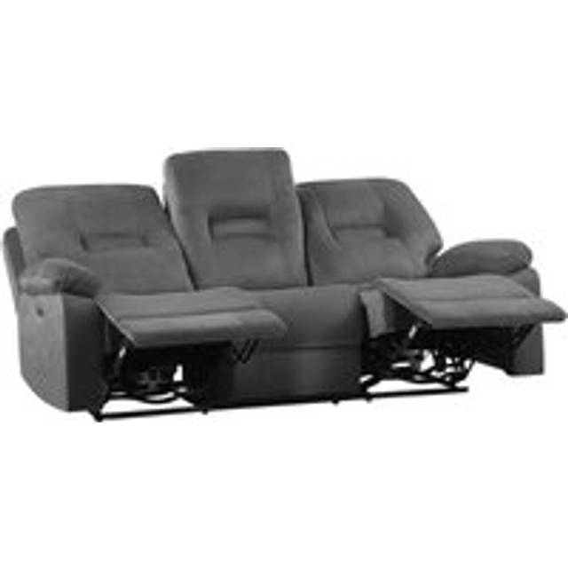 Electric Recliner Sofa 3 Seater BERGEN Velvet Dark Grey with USB Port