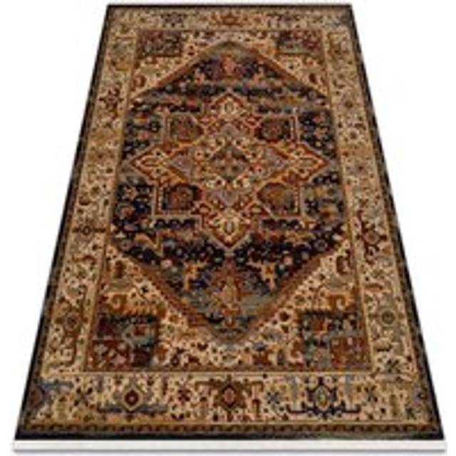 Carpet Wool keshan fringe, Ornament, frame oriental 2886/53511 beige / navy beige 120x145 cm