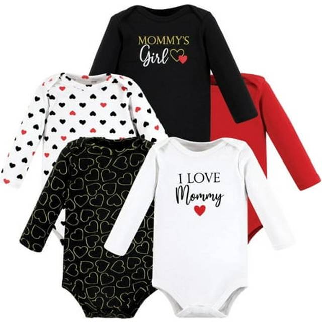 Hudson Baby Unisex Baby Cotton Long-Sleeve Bodysuits  Girl Mommy Red Black  9-12 Months