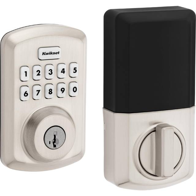 Kwikset Powerbolt 250 10-Button Keypad Satin Nickel Transitional Electronic Deadbolt Door Lock  Featuring Convenient keyless Entry  Customizable User