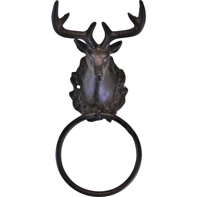 Cast Iron Rustic Towel Ring, Stag Head Design