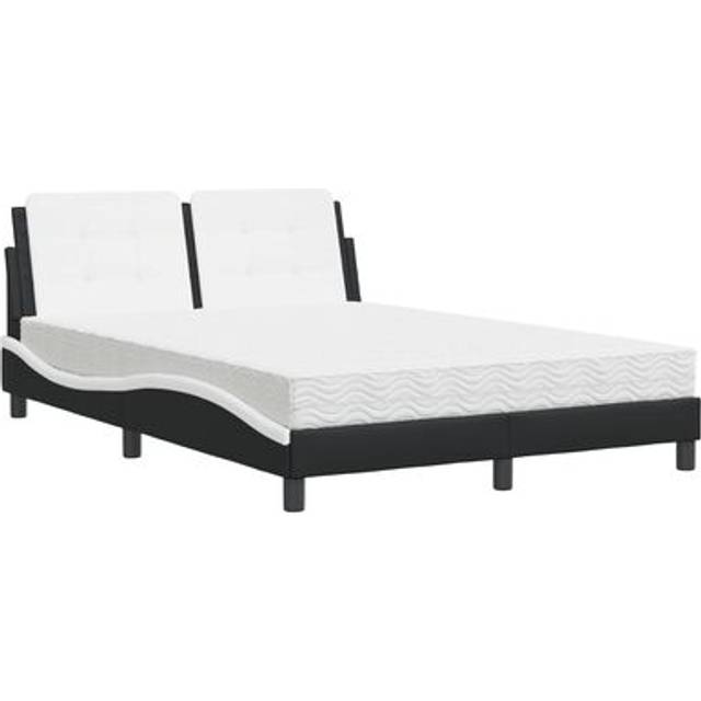 Säng med madrass svart och vit 140x200 cm konstläder
