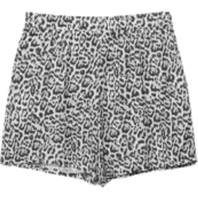 Stradivarius – Leopardmönstrade shorts i linnemix med dra på-design-Brun