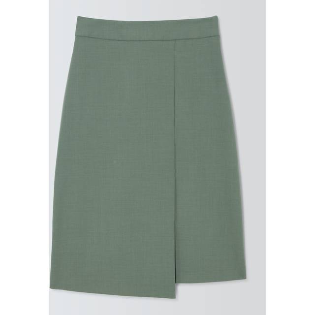 John Lewis Wool Blend Midi Skirt, Green