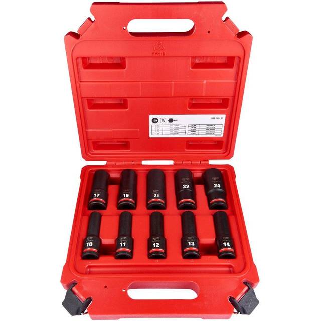 Milwaukee Krafthylssats lång 1/2", 10 delar