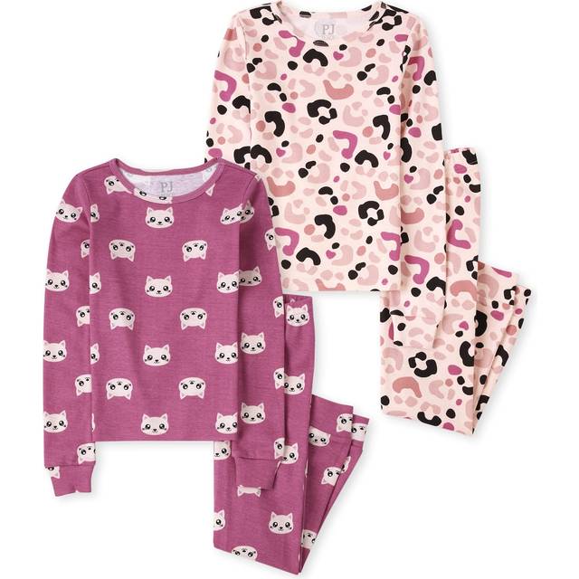 The Children's Place girls Long Sleeve Top and Pants Pajama Set Leopard 2 pack Kids - PJ set 5