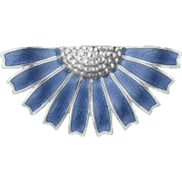 Georg Jensen Daisy Sterling Silver Blue Enamel Half Flower Brooch