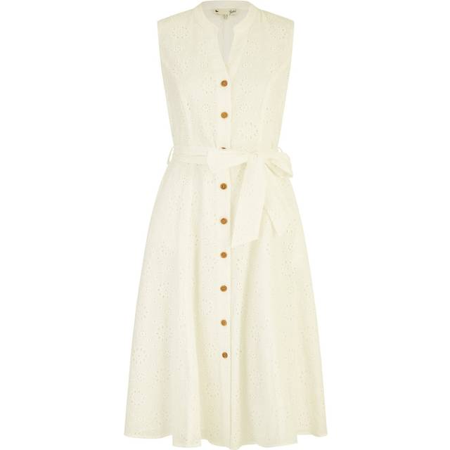 Yumi Flower Broderie Anglaise Cotton Shirt Dress In White - 14