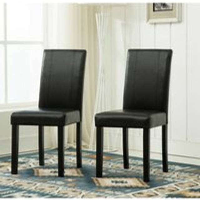 Mcc Direct - 2 x Faux Leather Dining Chairs With Solid Wooden Legs home & restaurants black