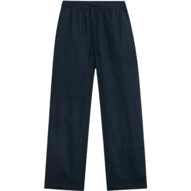 White Stuff Belle Navy Linen Blend Wide Trousers