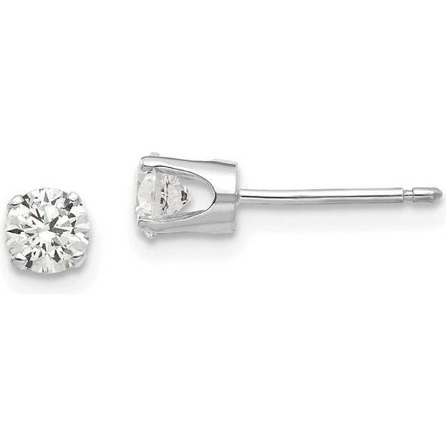 Finest Gold 14K White Gold 4 mm Round Stud Earrings Mounting with Backs