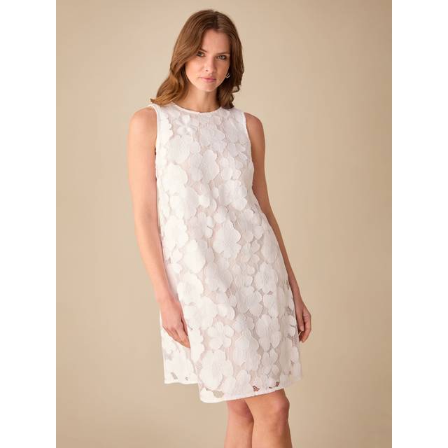 Ro&Zo Womens Petite White Lace Mini Shift Dress - Size 6 UK