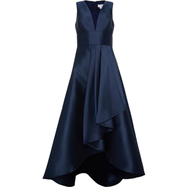 Coast womens bridesmaids maxi dress navy cinched waist twill fabric
