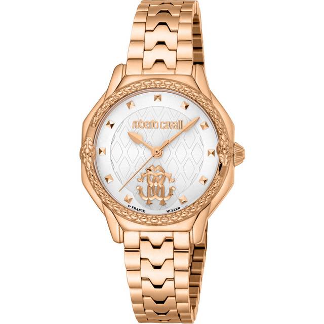 Roberto Cavalli, Accessoarer, Dam, ONE Size, Analog klocka i rostfritt stål - yellow (ONE SIZE)