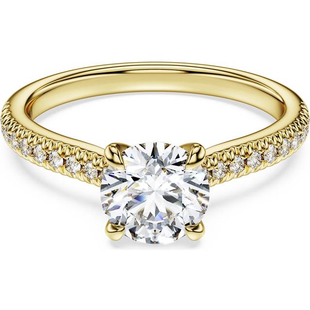 Eternity solitaire ring, Lab-grown diamonds 1.2 ct tw, Round shape, 18K yellow gold - White - 48