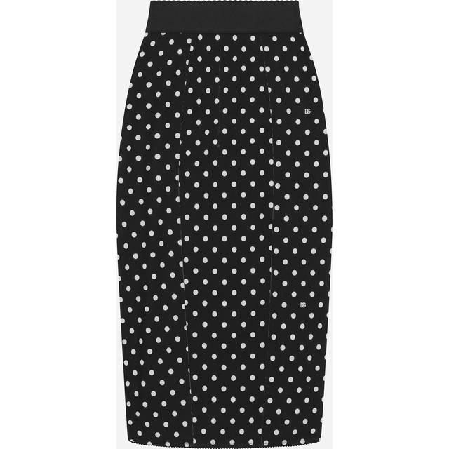 Logo Polka-Dot Print Marquisette Midi Pencil Skirt - BLACK PRT - 40 IT (4 US)