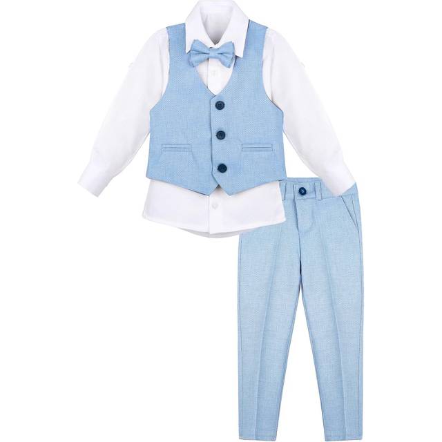 Lilax Boys Formal Suit 4 Piece Vest  Pants and Tie Dresswear Suit Set (12 Years  Light Blue)