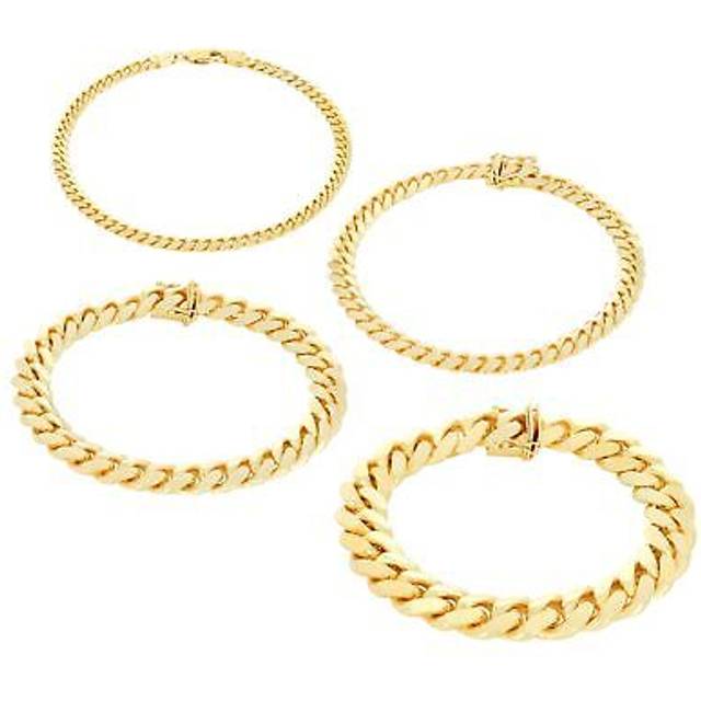 10k yellow gold solid 2.7mm-10mm miami cuban link chain bracelet men women 7"-9"