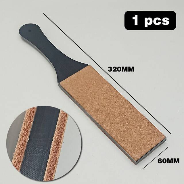 (a-320mm heise S) Genuine Leather Straight Razor Folding Knife Sharpening Shave Sharpener Sharpening Belt polishing Leather and polishing paste