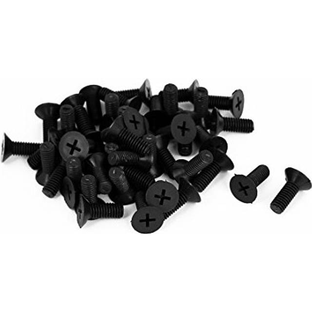 M6x15mm Phillips Nylon Countersunk Head Bolt Machine Screw Black 50Pcs