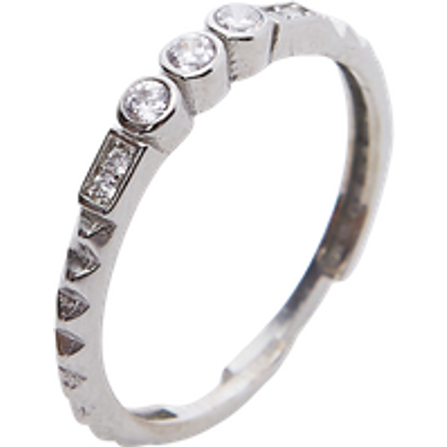 Womens Multi Gem CZ Stacking Ring in Sterling Silver - Grey - One Size