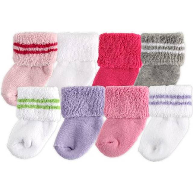 Luvable Friends Unisex Baby Newborn and Baby Terry Socks  Pink Gray  6