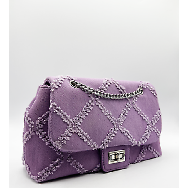 SVNX Womens Purple Denim with Distressed Geometric Pattern Cotton - One Size