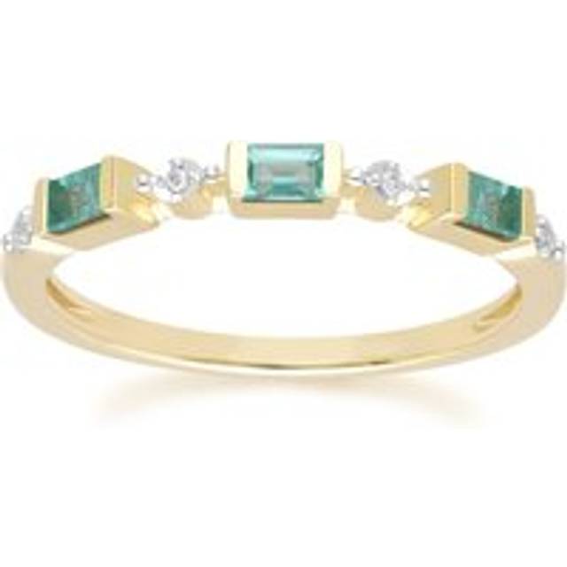 Classic Baguette Emerald & Diamond Eternity Ring in 9ct Yellow Gold