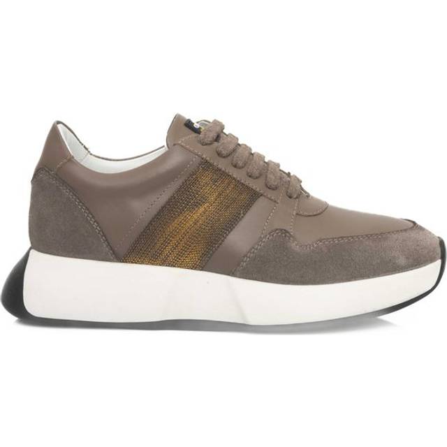 Cerruti 1881, Sneakers, female, Beige, 4 UK, Beige Leather Platform Trainers with Logo