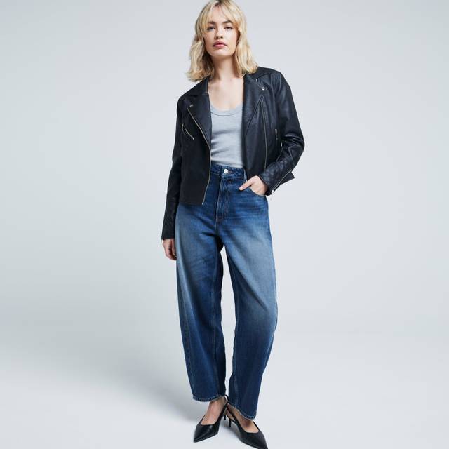 River Island Womens Black Faux Leather Zip Biker Jacket - 10