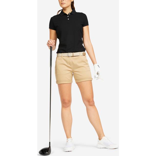Women's Golf Cotton Chino Shorts - Mw500 Beige - Cappuccino Beige