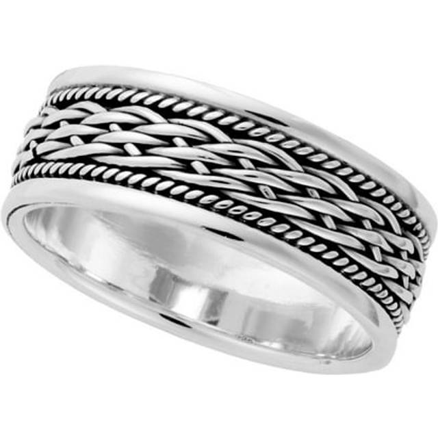 Silverly men's women's .925 sterling silver 8 mm wide celtic braided knot ring