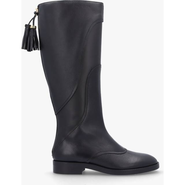 SEE BY CHLOE Tassel Patchwork Black Leather Knee Boots Colour: Black L