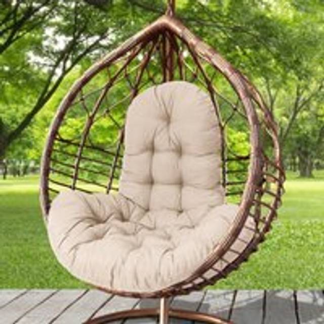 Livingandhome - Hanging Egg Chair Thick Cushion Swing Chair Pad, Beige