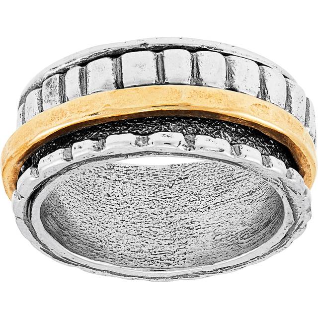 Silpada 'Striped Stage' Spinner Ring in Gold-Plated Sterling Silver - Two-Tone