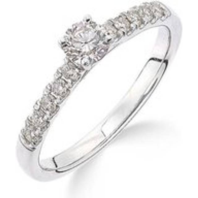 9ct White Gold 0.50ct Diamond Ring with Accent Shoulders