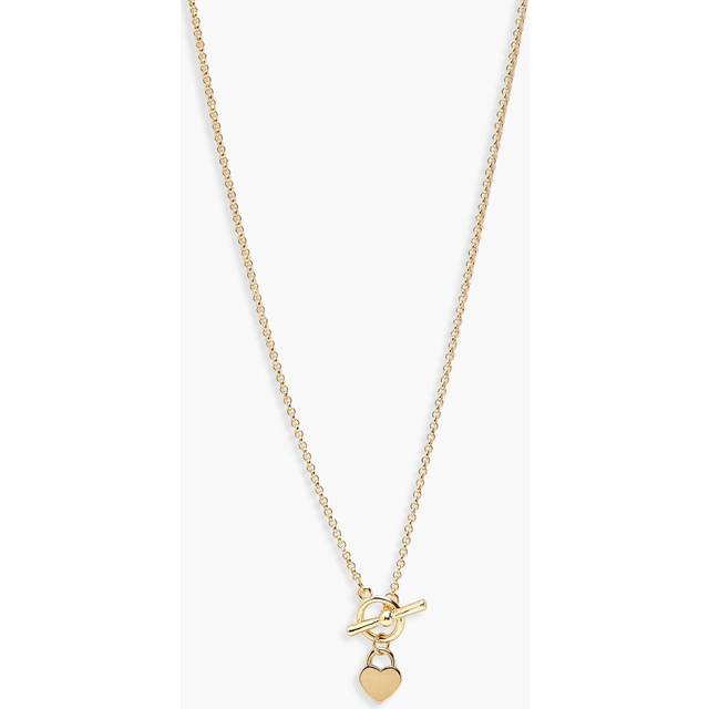 Womens T-Bar & Heart Necklace - Metallics - One Size