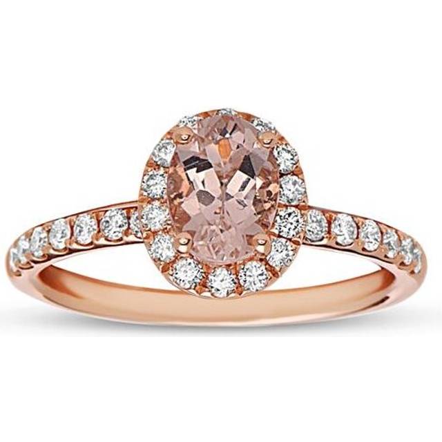 Louis Creations RL2042MORGENG-RG-8 Diamond & Morganite Engagement Ring, 14K Rose Gold - Size 8