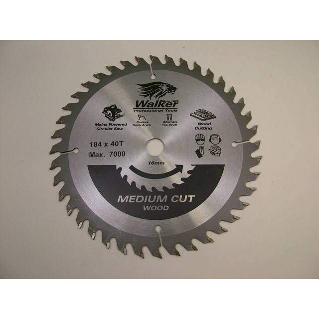 Circular saw blade tungsten carbide tipped 184mm (7.1/4") 16mm bore 40 teeth