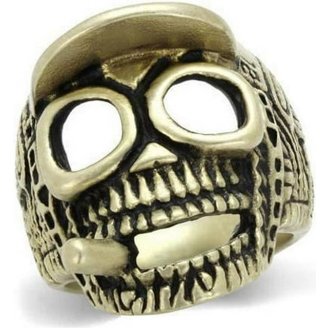Alamode TK2449-13 IP Antique Copper Stainless Steel Ring with Epoxy, Jet - Size 13