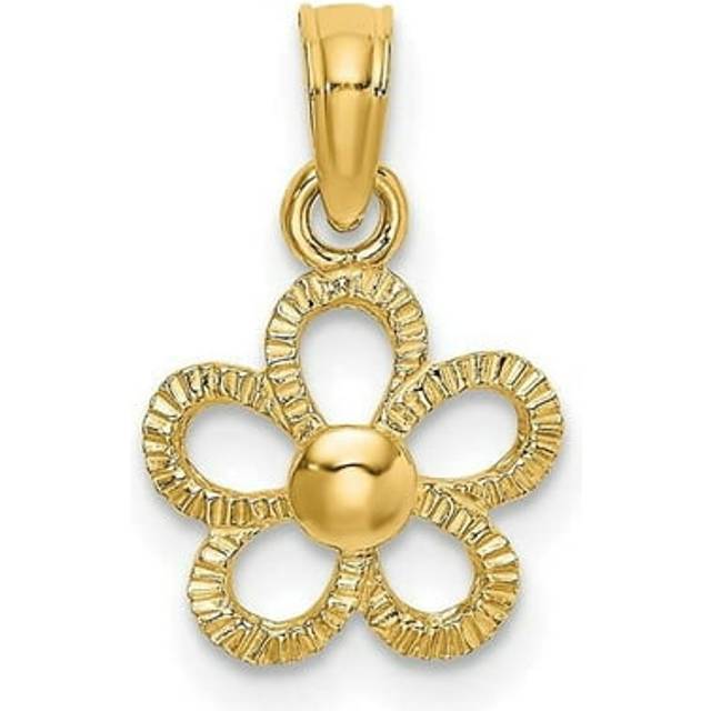 Finest Gold 10K Yellow Gold 2-D Mini Daisy Flower Charm