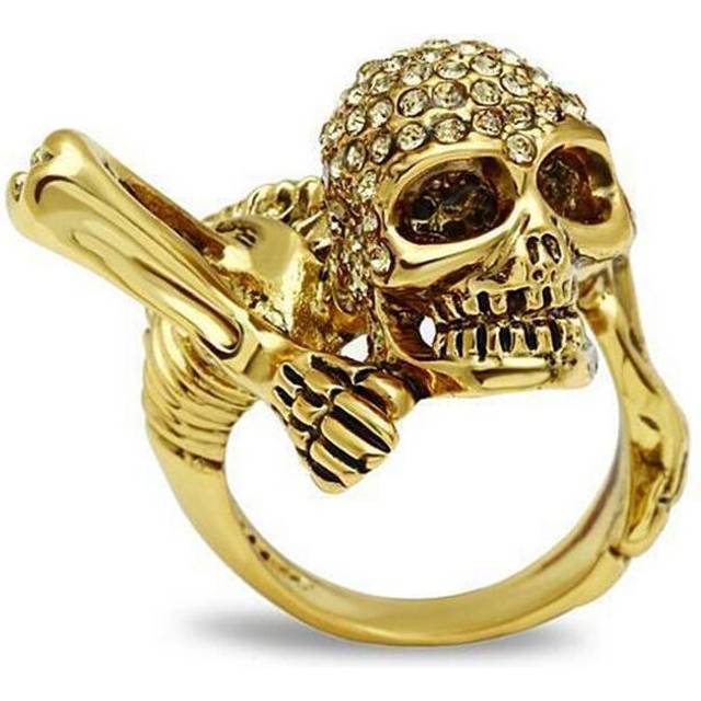 Alamode 3W020-9 Gold White Metal Ring with Top Grade Crystal, Citrine Yellow - Size 9