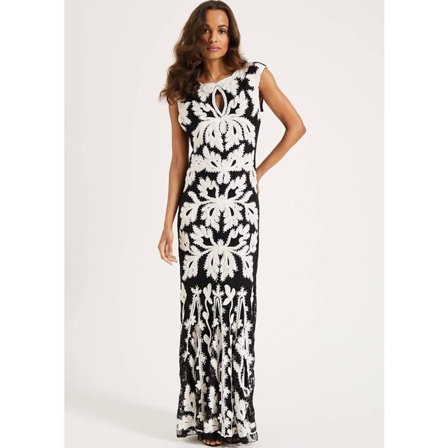 Phase Eight Women's Paige Tapework Lace Maxi Dress - Black/Ivory - 8