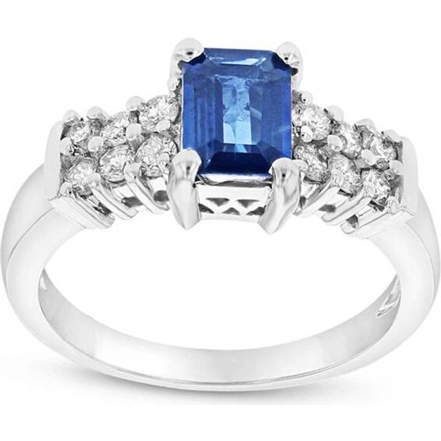 Louis Creations RL2111SD-8.5 0.40 CTW Diamond & Emerald Cut Sapphire Ring, 14K Gold - Size 8.5