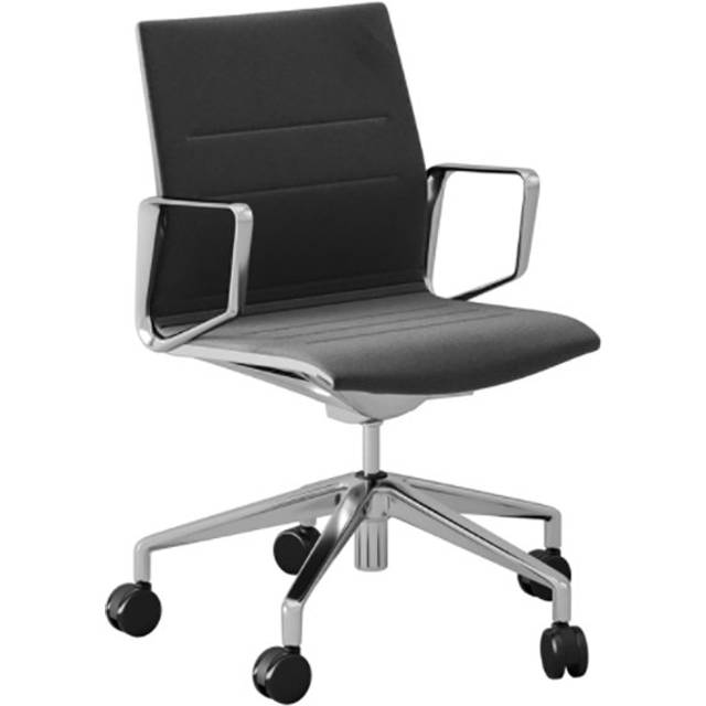 Kontor/konferensstol Styrelse, mellanhög rygg, mörkgrå
